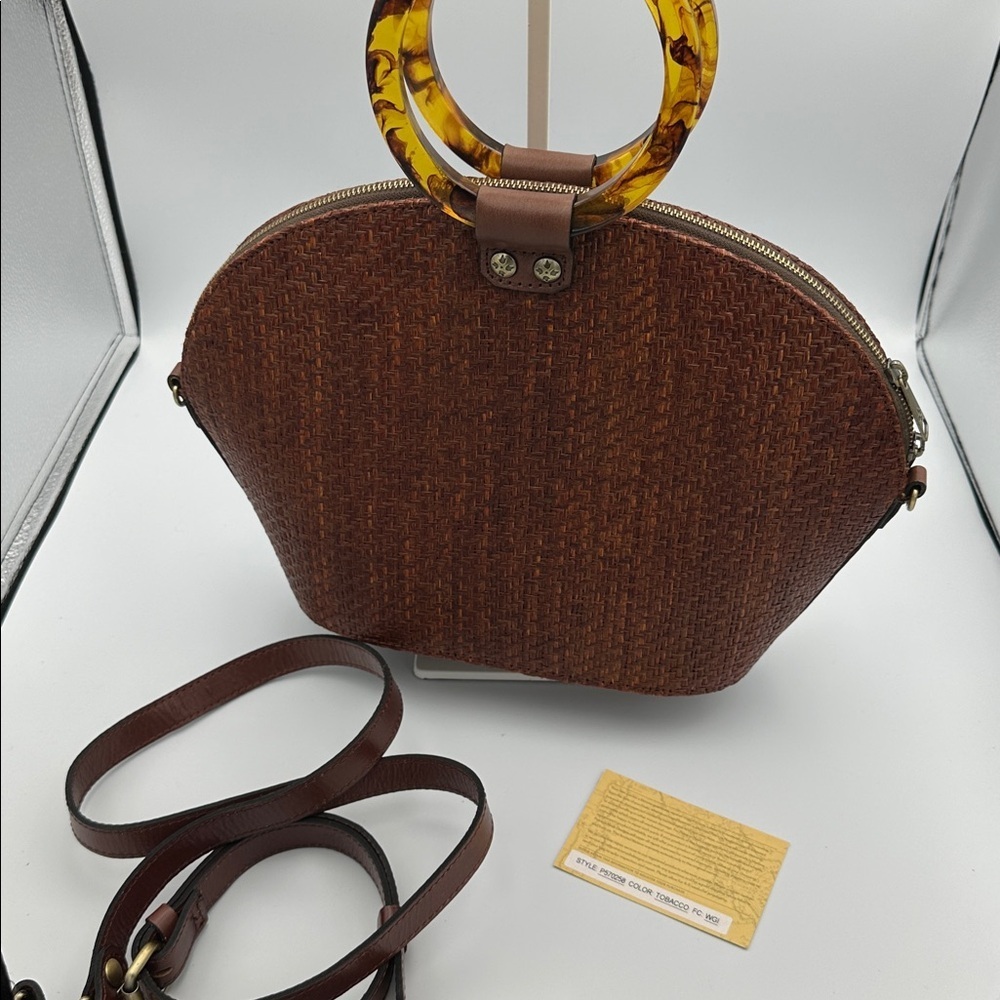 Patricia Nash Mellini Satchel Wavy Woven Raffia Bag Purse With Crossbody Strap - Picture 3 of 11